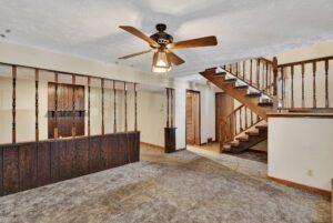 Finished rec room with great light — split-level home, 10145 Hansen Ave, Omaha